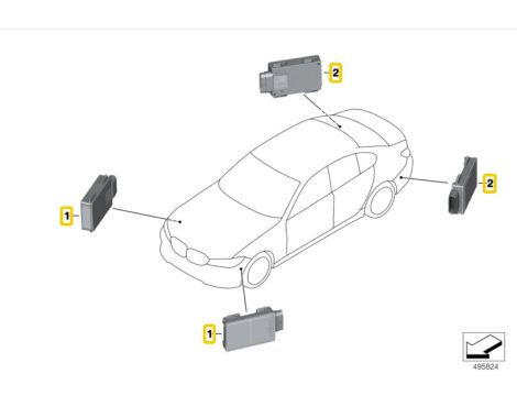 RADAR SENSOR CZUJNIK ZMIANY PASA RUCHU BMW 1′ F40 2′ F44 3′ G20 G21 5′ G30 G31 F90 6′ G32 7′ G11 G12 LCI 8′ G14 G15 G16 F91 F92 F93 X3 G01 F97 X4 G02 F98 X5 G05 X6 G06 X7 G07 Z4 G29 66326890645 - 5