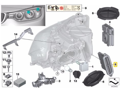 NOWY OE BIXENON XENON LED LEAR MODUŁ SKRĘTU TMS AHL BMW 3 F30 F31 F34 7316186 - 3