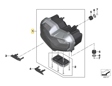 NOWY REFLEKTOR FULL LED KOMPLETNY BMW K80 F750 GS K81 F850 GS K82 F850 GS ADVENTURE 63128557222 - 3